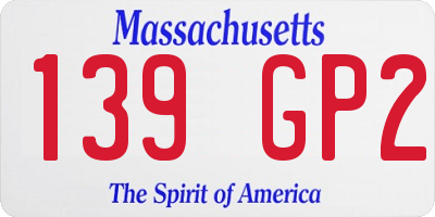 MA license plate 139GP2