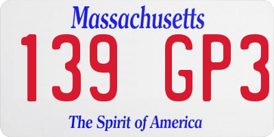 MA license plate 139GP3