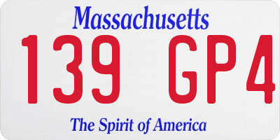 MA license plate 139GP4