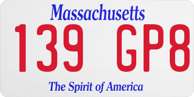 MA license plate 139GP8