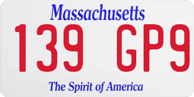 MA license plate 139GP9