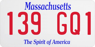 MA license plate 139GQ1