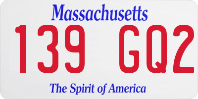 MA license plate 139GQ2