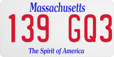 MA license plate 139GQ3