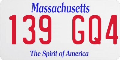 MA license plate 139GQ4