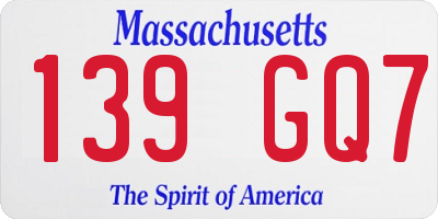 MA license plate 139GQ7