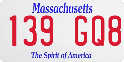 MA license plate 139GQ8
