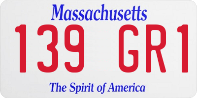 MA license plate 139GR1