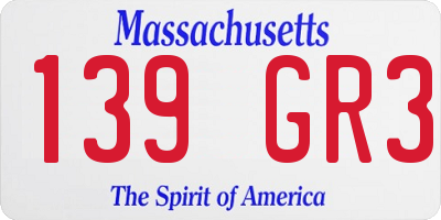 MA license plate 139GR3