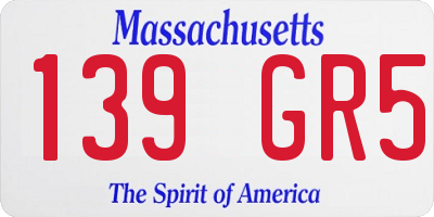 MA license plate 139GR5