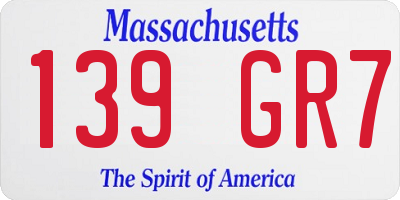 MA license plate 139GR7