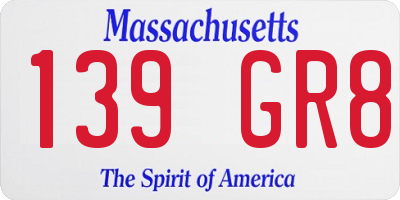 MA license plate 139GR8