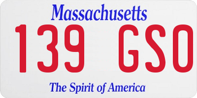 MA license plate 139GS0
