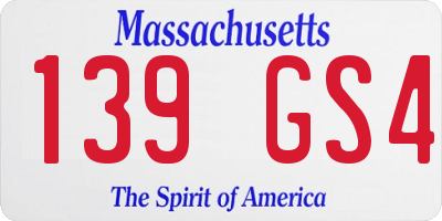 MA license plate 139GS4