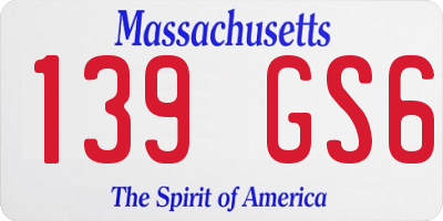 MA license plate 139GS6