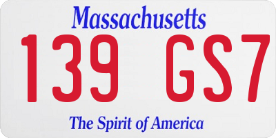MA license plate 139GS7