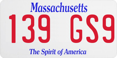 MA license plate 139GS9