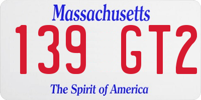 MA license plate 139GT2