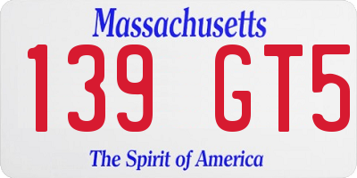 MA license plate 139GT5