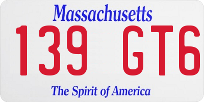 MA license plate 139GT6