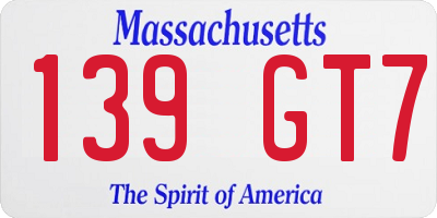 MA license plate 139GT7