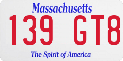 MA license plate 139GT8
