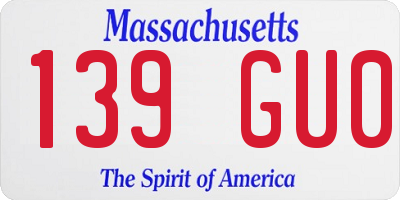 MA license plate 139GU0