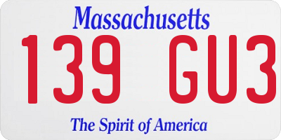 MA license plate 139GU3