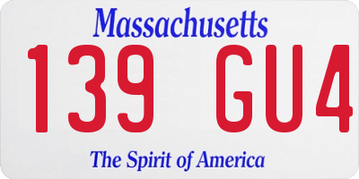 MA license plate 139GU4