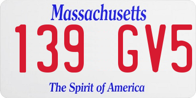 MA license plate 139GV5