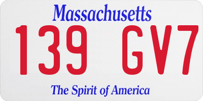 MA license plate 139GV7