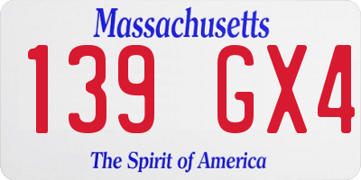 MA license plate 139GX4
