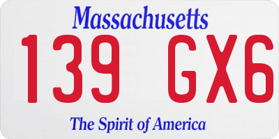 MA license plate 139GX6