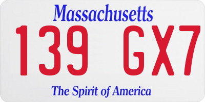 MA license plate 139GX7