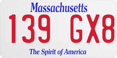 MA license plate 139GX8
