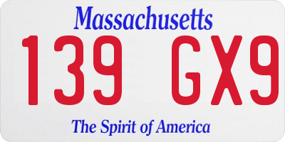 MA license plate 139GX9