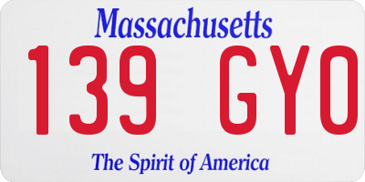 MA license plate 139GY0