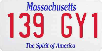 MA license plate 139GY1