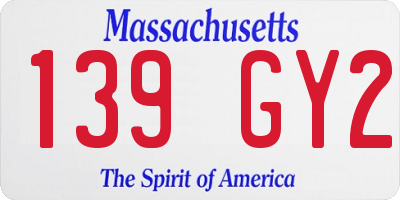 MA license plate 139GY2