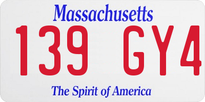 MA license plate 139GY4