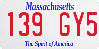 MA license plate 139GY5
