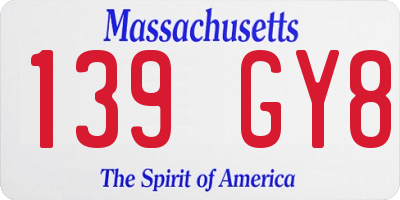 MA license plate 139GY8