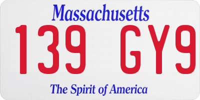 MA license plate 139GY9
