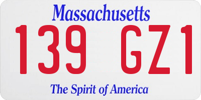 MA license plate 139GZ1