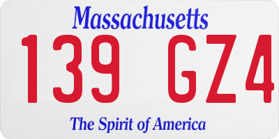 MA license plate 139GZ4