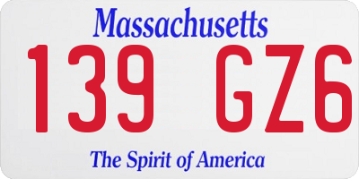 MA license plate 139GZ6