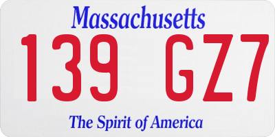 MA license plate 139GZ7