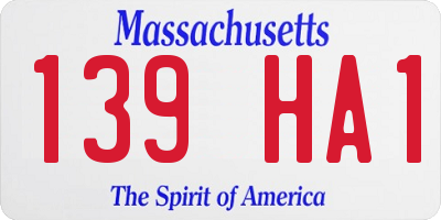 MA license plate 139HA1