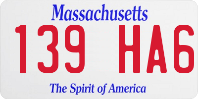 MA license plate 139HA6