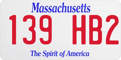 MA license plate 139HB2